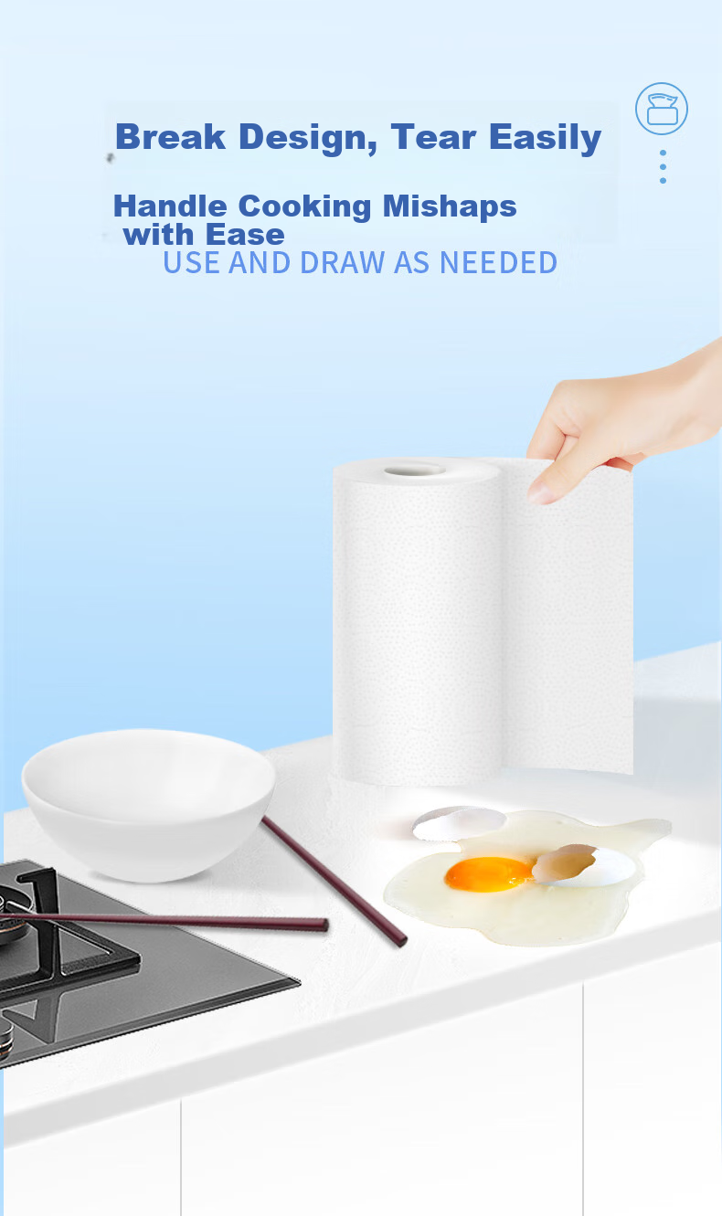 C&S Kitchen Roll Paper, 75 Sheets, 160g*8 Rolls, Back-To Cleaning, Absorbent, Oil-Absorbing, Thickened Double-Layer Disposable Kitchen Paper 20