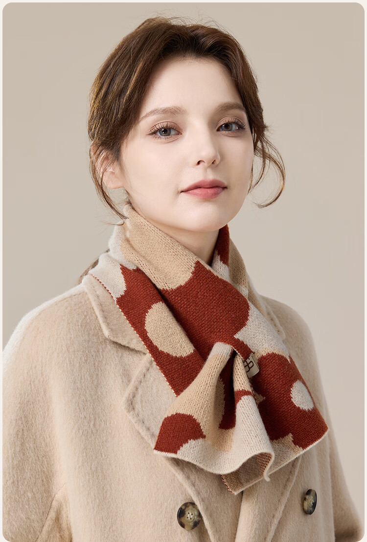 JIUMU Pure Wool Scarf for Women, Autumn And Winter Ladies' Warm Neck Warmer, Lightweight Winter Neck Protection Short Scarf for Wome 18