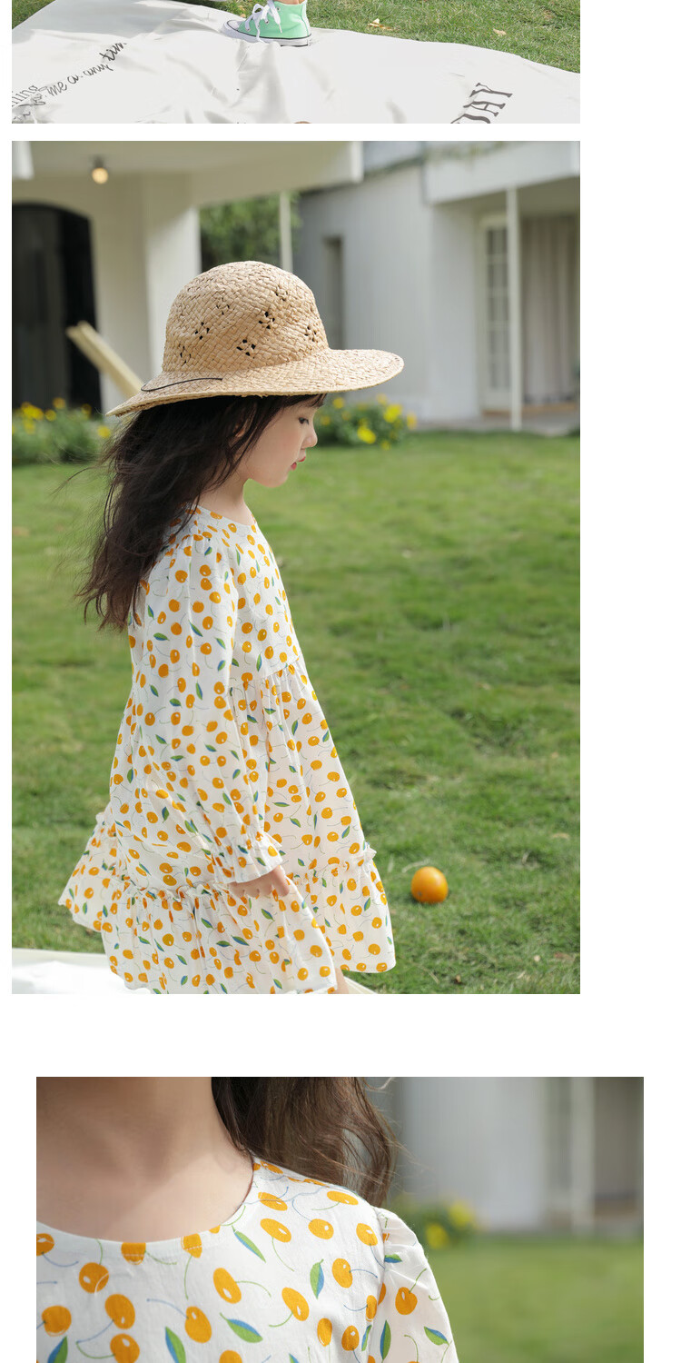 LUSON Chen Da Zhu Girls' Long-Sleeve Floral Print Dress, Spring And Autumn 2025 New Style Children's Fashionable Dress 7