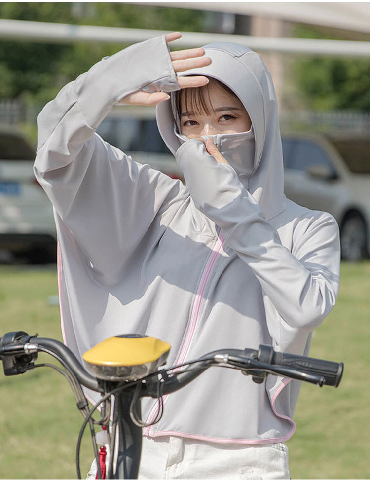 GLO-STORY Sun Protection Clothing for Women, Long-Sleeve Hooded UV-Resistant Jacket, Outdoor Anti-UV Shawl, WST114059 25