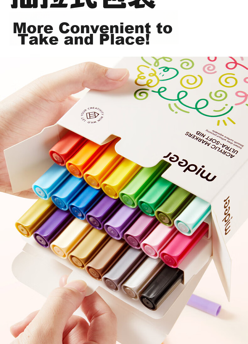 MiDeer Acrylic Marker Graffiti Handbag Storage Bag, Children's Water-Based Paint Set, 36 Colors + DIY Crossbody Graffiti Bag 18