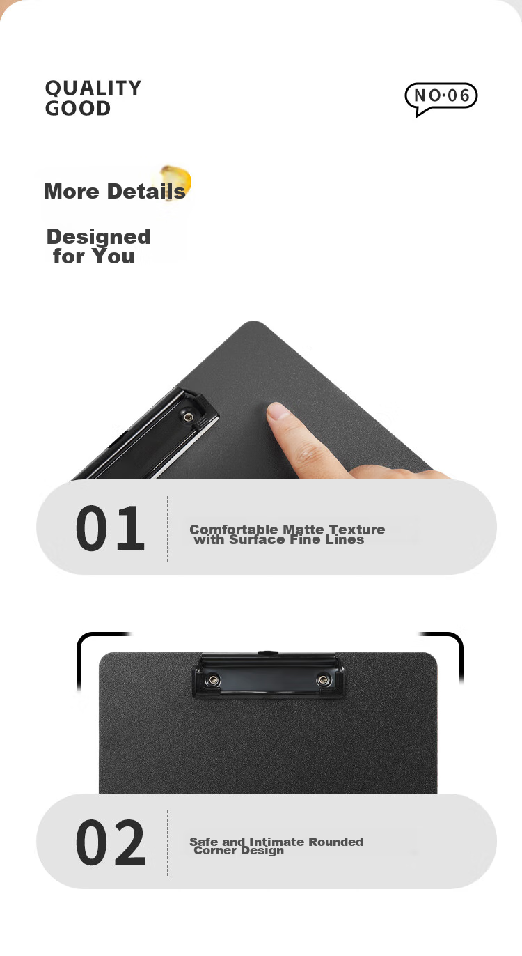 SIMAA A4 Landscape Folding Clipboard File Folder Writing Board Meeting Folder Writing Tablet Poetry Recitation Contract Signing Plastic Clipboard Exam Paper Document Storage Folder Black 8476 6