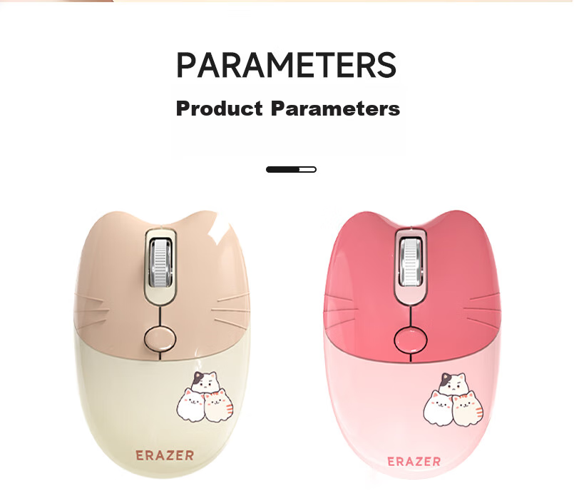 Lenovo Invests in Brand Yinengzhe Wireless Mouse, Quiet And Portable, Gift for Women, Compatible with Desktop/Lenovo Legion/XiaoXin Laptops, Cat Ear Peach Pink N521 11