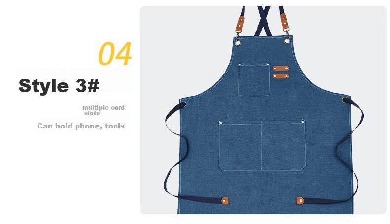 Canjiangjun Fashion Home Apron, Stain-Resistant And Oil-Proof Canvas, Thickened And Wear-Resistant, for Restaurant, Hairdresser, Bubble Tea Shop Work Uniform, Blue 9