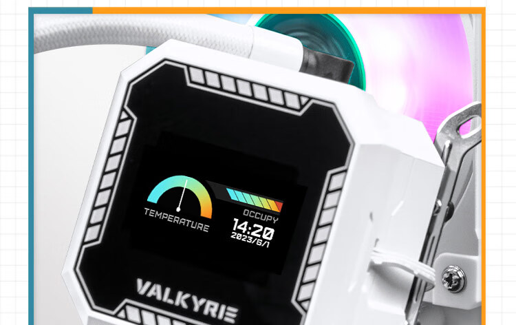 VALKYRIE B360W VK All-in-One CPU Liquid Cooler 2-Inch IPS LCD Screen Multi-Platform Support ARGB Lighting One-Cable Connection 8