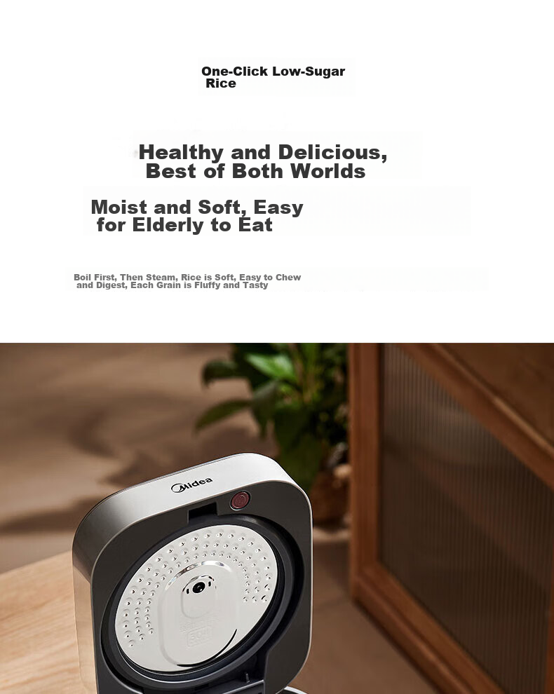 Midea Pure Titanium, Zero Coating, Low Sugar, 3L Rice Cooker, Home Use, Small Size for 2-3 People, Chiyama IH Dual Heating Source, Heats up Xiaomi Porridge, Titanium Pot CFB3066T 25