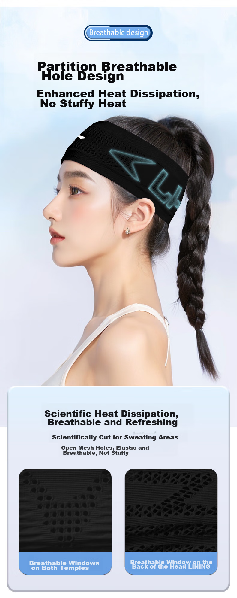 Li-Ning Sports Headband for Women, Sweat-Absorbing Forehead Band for Men, Running Sweat-Guiding Band, Antiperspirant Headband, Hair Tie, Head Wrap 9
