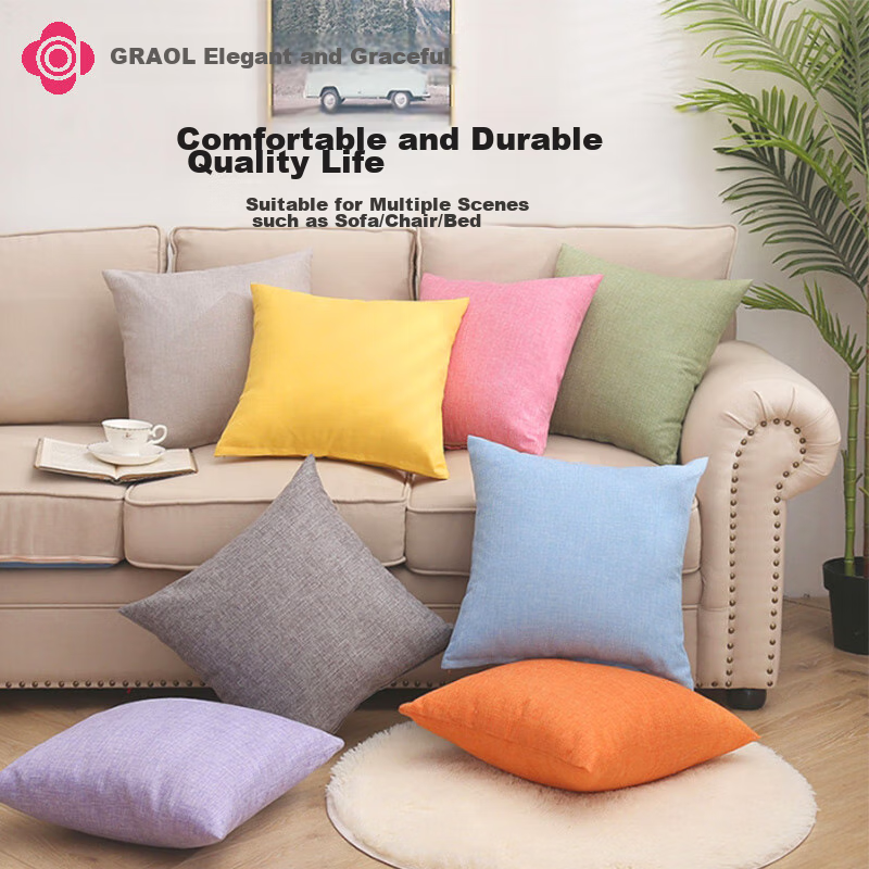 Grace Throw Pillow, Solid Color Cushion, Office Lumbar Support Pillow, Bed Headboard And Car Backrest, Removable And Washable, 45*45cm, Sky Blue