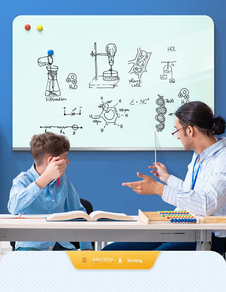 Deli Magnetic Whiteboard 150*90cm, Full-Screen Magnetic Tempered Glass Hanging Whiteboard for Office Meetings And Writing, Includes Whiteboard Eraser, Whiteboard Markers, And Magnetic Pins MZ102 5