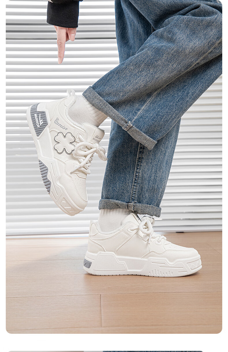 Huili Women's Sneakers with Fleece Lining for Warmth, Winter Leaf Pattern New Design Shoes for Women, White Light Gray, Size 35 9