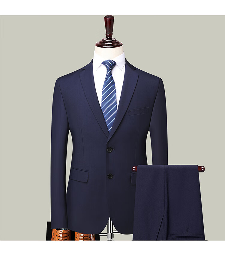 ROMON Men's Business Slim Fit Suit Set Single Button Black XL Groom Best Man Formal Wear 2