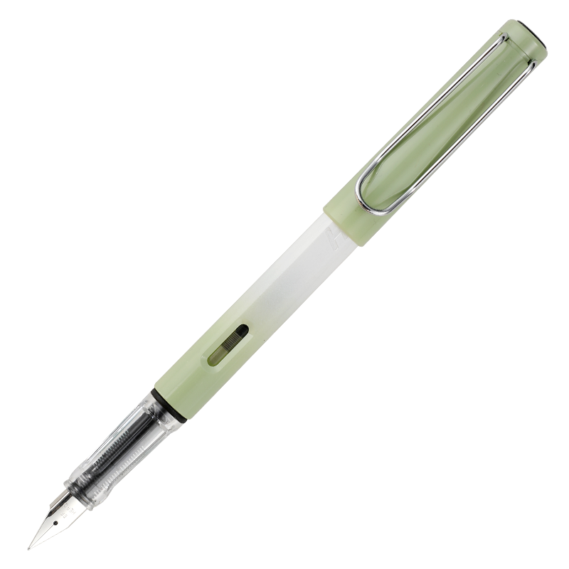HERO Fountain Pen 1359 Cheese Milk Cap Series, Fine Nib Iridium Gold, for Male And Female Students, Beginners' Handwriting Practice, Third Grade Posture Correction Signature Pen (With 6 Extra Ink Cartridges), EF Nib, Gree