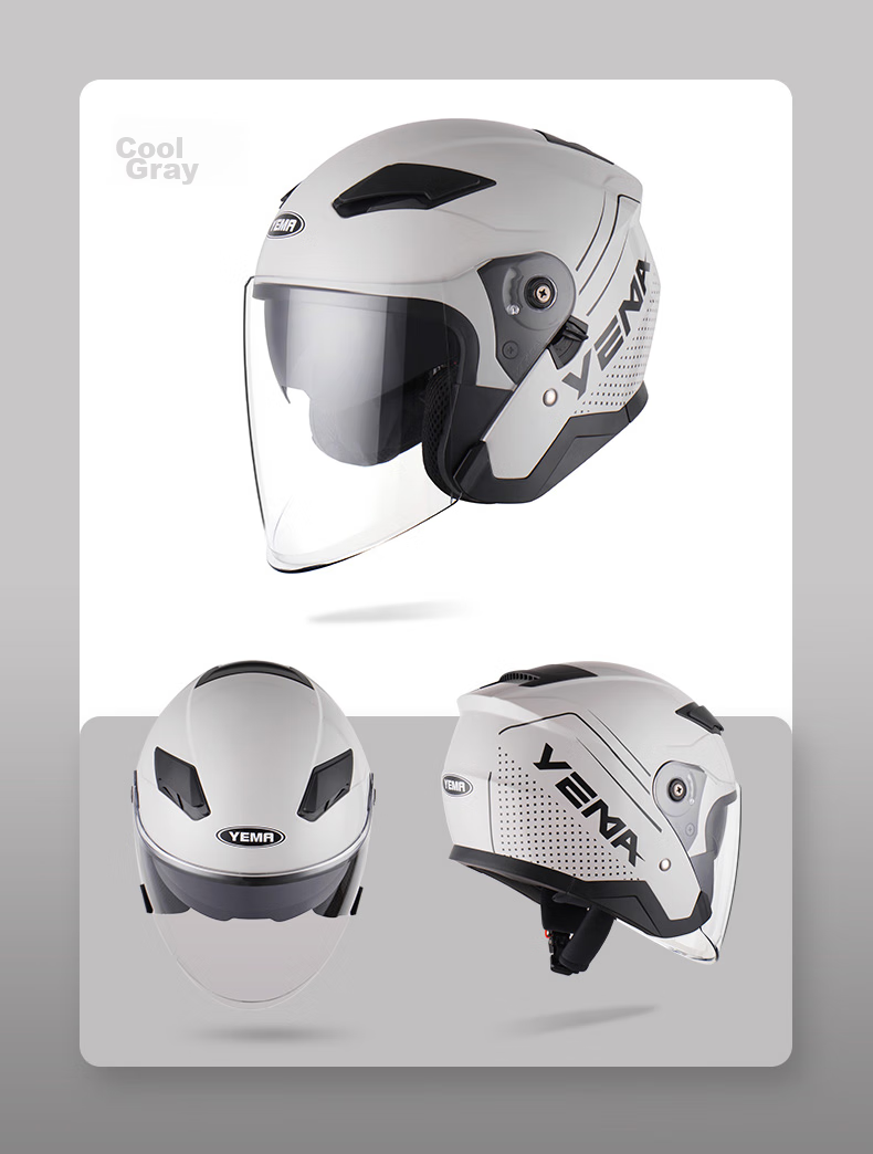 YEMA 3c Certified 639S Electric Motorcycle Helmet, Men's Winter Dual-Lens Safety Helmet, Women's Electric Scooter Half Helmet, All-Season Universal Fit, One Size, Matte Black with Speed Stripes And Clear Visor 20