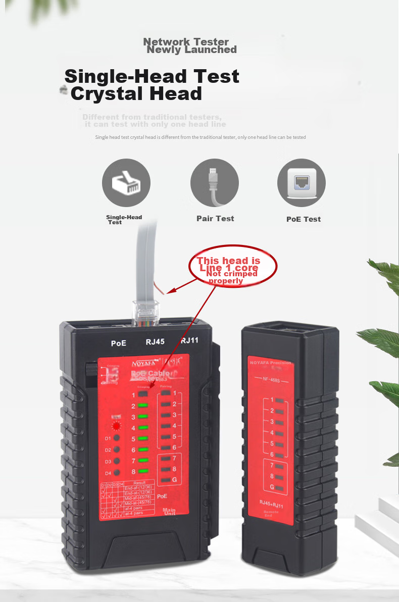 Jingmingshu NF-468S Network Cable Tester, Multifunctional Line Tester for Computer Network RJ45 Connectors, Telephone Lines, Engineering, Home Smart Testing And Troubleshooting Device 1