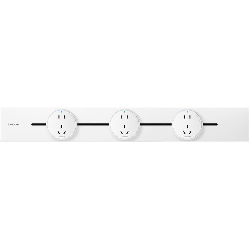 Shidun Surface-Mounted Track Socket, Dining Cabinet Kitchen Movable Sliding Track Switch Socket, No Drilling Required, Ultra-Thin Model, 60cm + 3 Five-Hole Sockets, Dawn White
