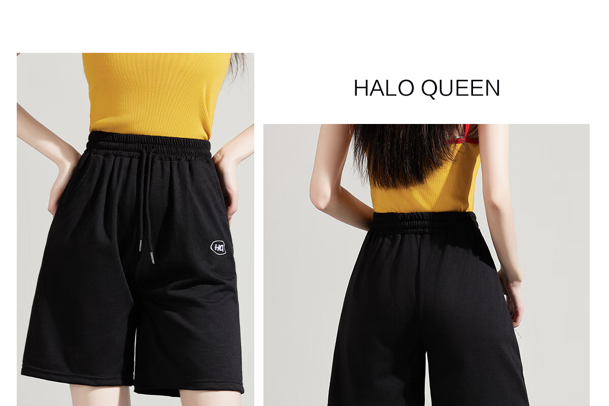 Halo Queen Women's Sports Shorts for Travel, Spring And Summer Casual Student High-Waist Mid-Length Pants, Loose-Fitting Running Shorts HW1KX61 14