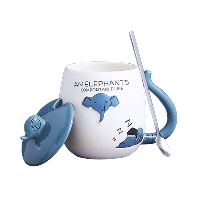 Chuanqi Ceramic Mug with Spoon And Lid, Coffee Cup, Milk Breakfast Cup, Panda Blind Box Cup, 1 Piece