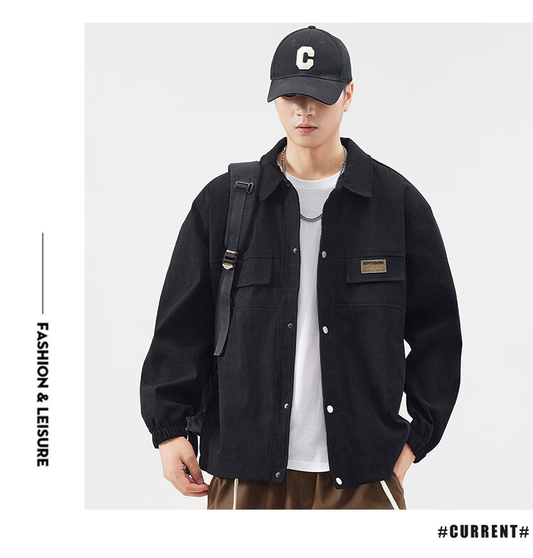 Yipintiancheng 2025 Spring Simple Trendy Jacket, Versatile Youth Men's Lapel Cardigan Coat for Me 11