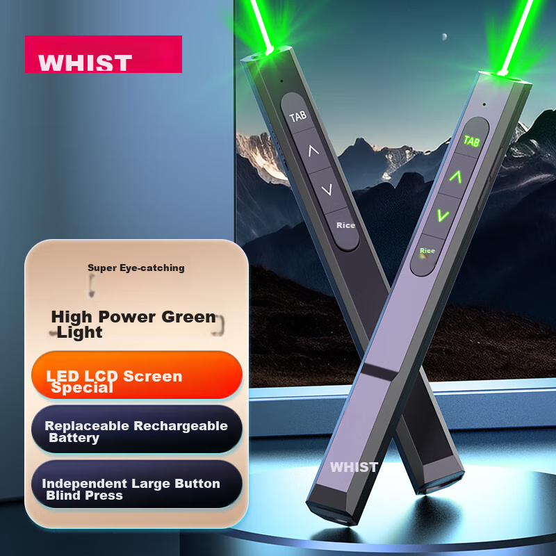 Whist G61 Green Laser Pointer, LED Screen Dedicated Laser Pen, PPT Presentation Pointer, Teacher's Teaching Wand, Large Public Lecture Pointer, Wireless Remote Control Presenter for Meetings