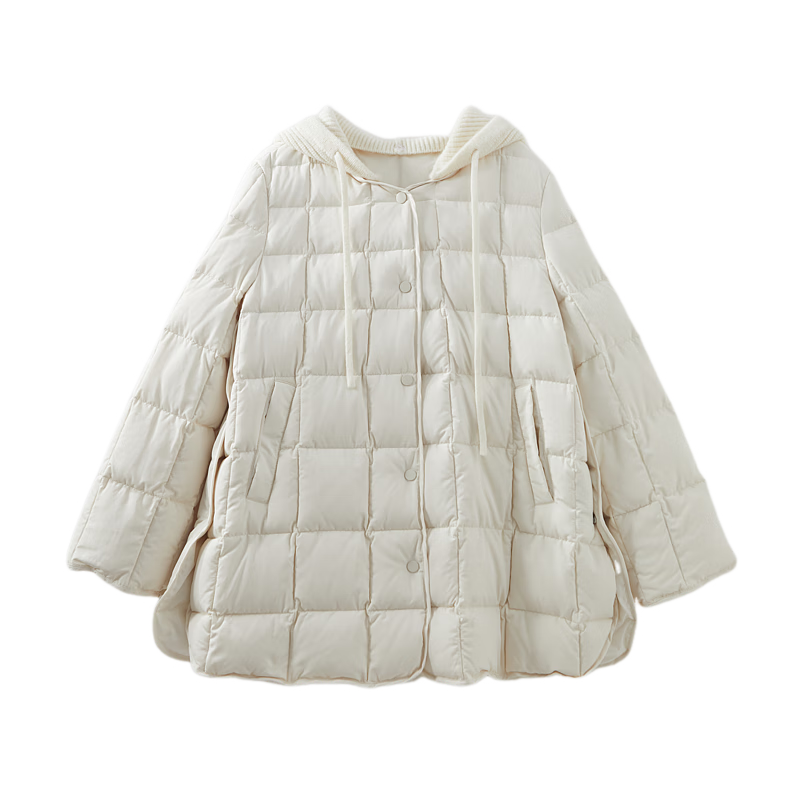 Dme [50D Cotton-Like Faux Memory] Winter Light Luxury Matte Velvet-Feel 90% Duck Down Gradient Plaid down Jacket for Wome