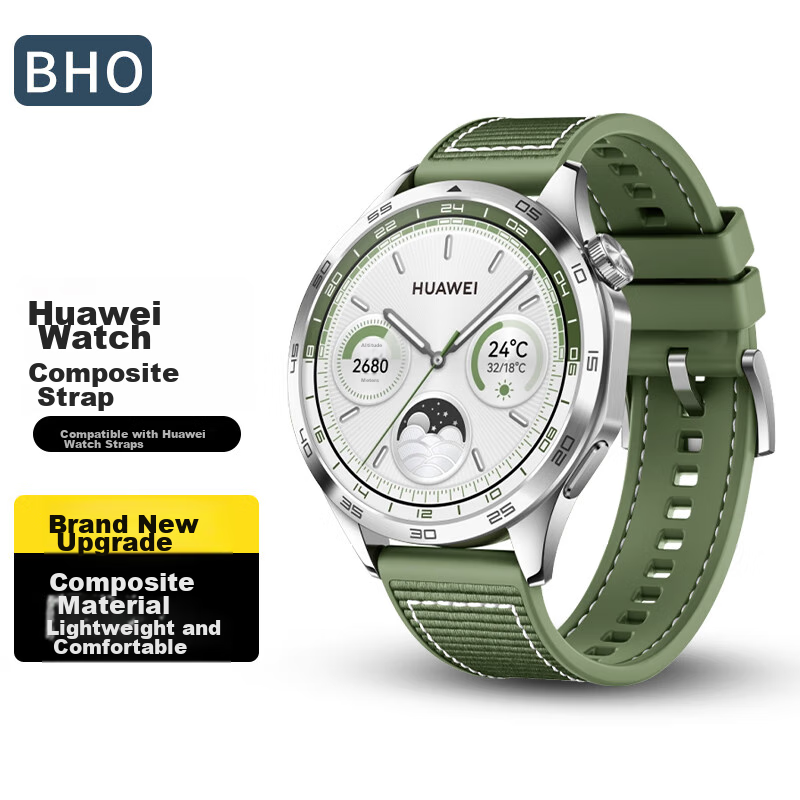 BHO Compatible Braided Watch Strap for Huawei Watch GT5Pro/GT4/GT3Pro/GT2, Watch4Pro/Watch3/Honor Magic2 Silicone Watch Band