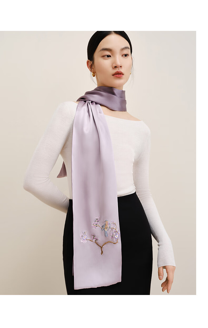 Wanshili Silk Scarf, Mulberry Silk, Intangible Cultural Heritage, Handmade Suzhou Embroidery, Long Shawl, Mid-Autumn Festival Gift, Holiday Present, Gift Box 14