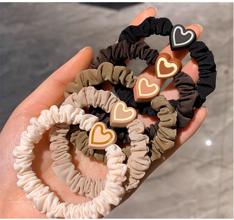 Jingxiaodi 5 Heart-Shaped Hair Ties for Women, Bun Maker, High Elasticity Rubber Bands, Hair Ties, Non-Damaging Hair Bands, Hair Accessories 16