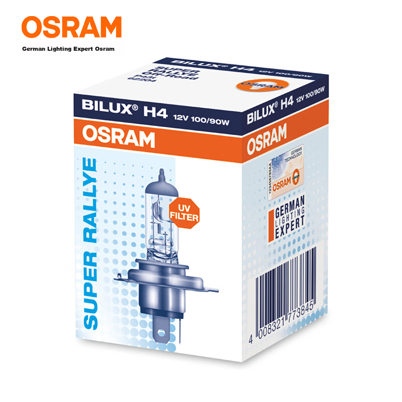 OSRAM Automotive Bulb, Headlight Low Beam High Beam Halogen Lamp H4 3200K 90/100W 12V (Single Pack)