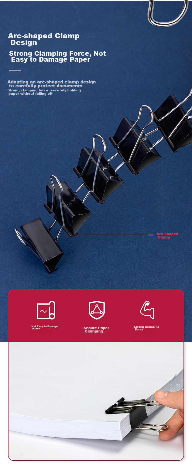 Deli 41mm Large Metal Black Binder Clips/document Clips/bill Clips/document File Clips, Size 2#, 12 Pieces/box 5