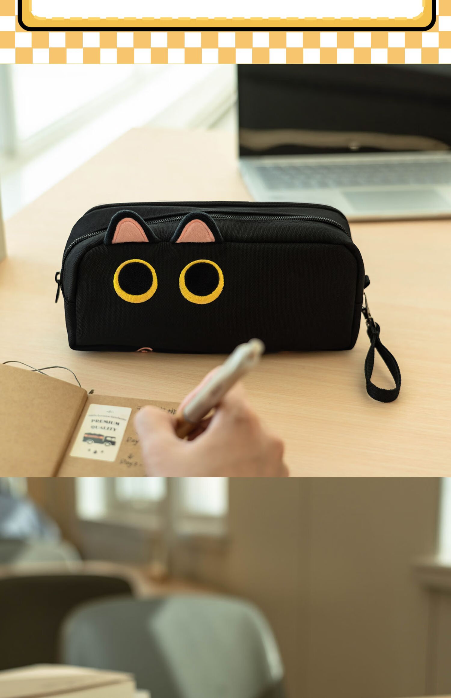 Hongdian Large Capacity Pencil Case for Middle School Girls, Stationery Pencil Box for Boys, New Style Stationery Pencil Case for College Students, Black Cat Plush Pencil Bag, Mysterious Black Cat, Back-To Season, Student Party 29