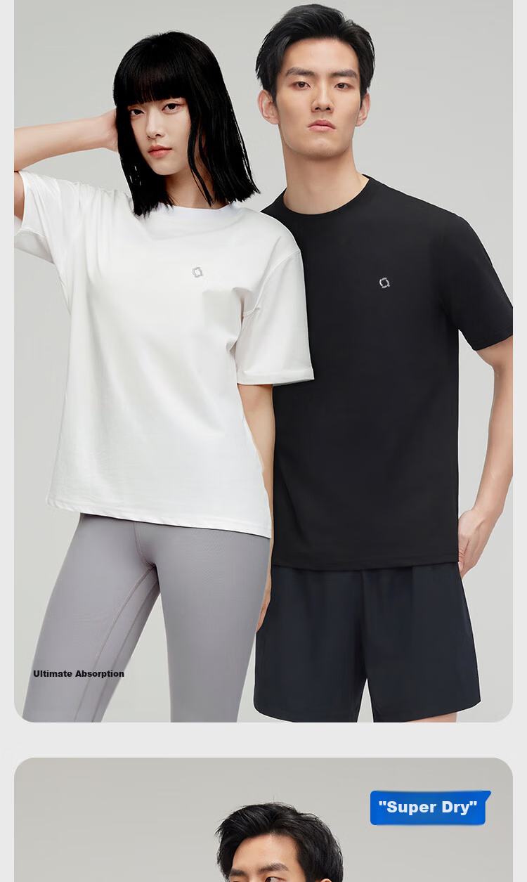 HLA 【Zui Huxi-Air8S】Short Sleeve Sweatshirt Unisex Moisture-Wicking Quick-Dry Couple Basic Base Layer 2-Pack 7