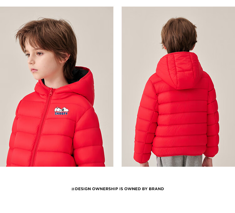 SNOOPY Children's down Jacket, 90% Down, Lightweight Hooded Warm Coat for Boys And Girls, Thin down Jacket for Older Children in Winter 14