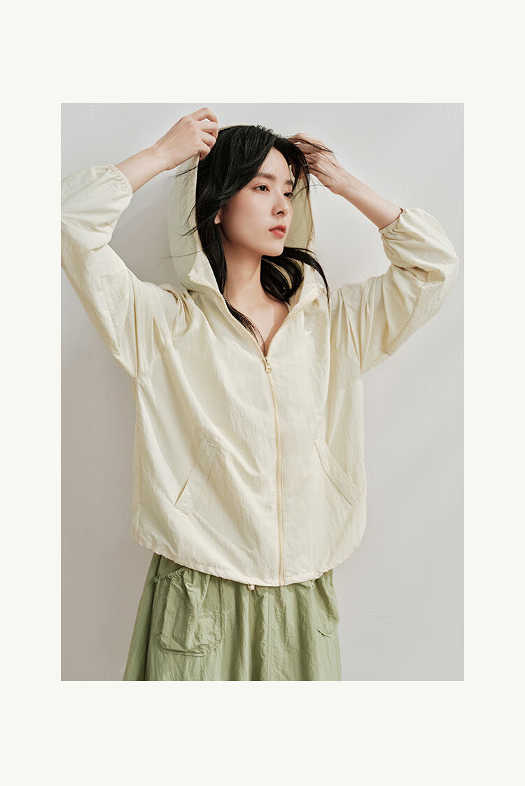 INMAN UPF100+ Sun Protection Shirt for Women, Summer Fashion Blouse Jacket, Bean Green Color, Size L 36
