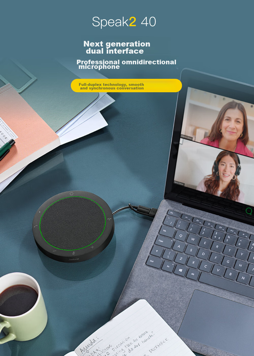 Jabra Video Conference Omnidirectional Microphone Speaker with Noise Reduction, 360-Degree Amplification And Sound Pickup, Speak2 40 MS USB Wired (Suitable for Small Meetings) 2