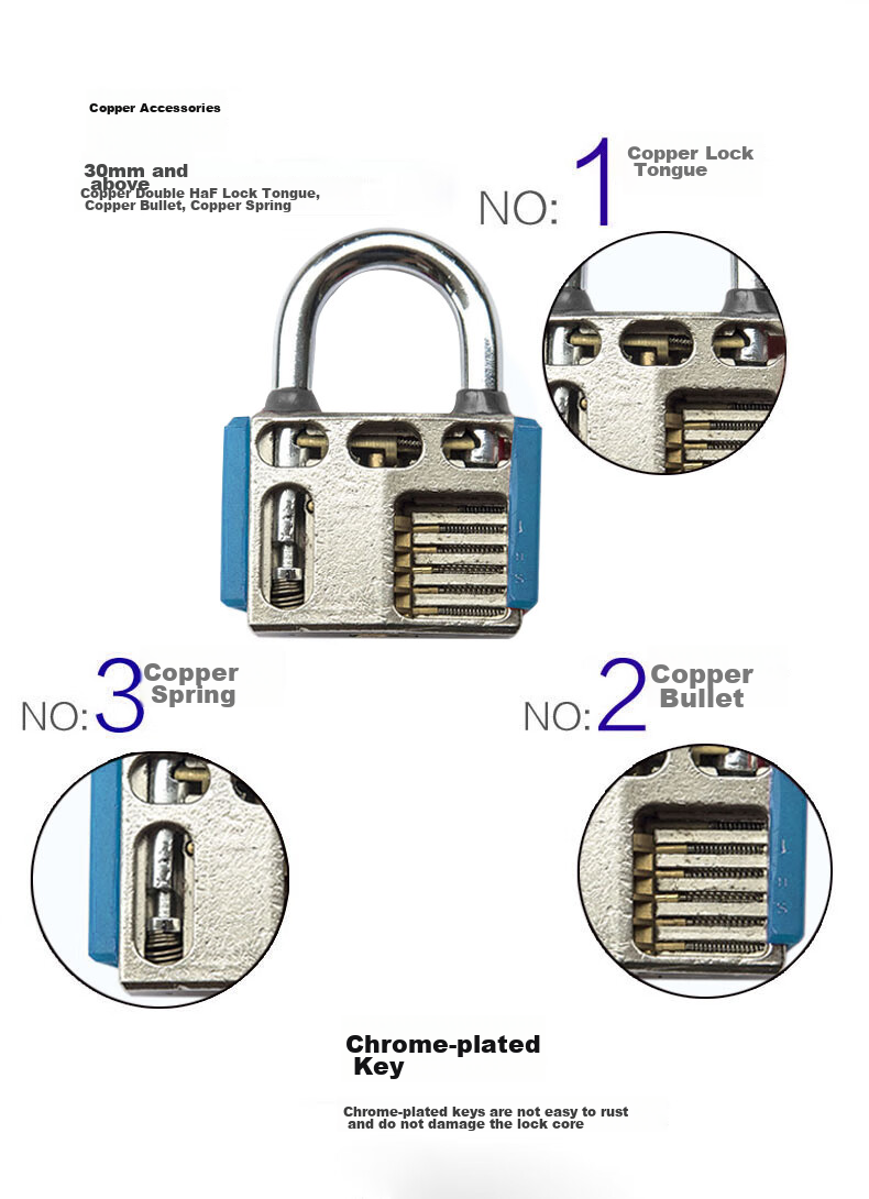 BLOSSOM Master Key Padlock Door Lock Power Lock Distribution Box Lock BC2938-1 Blue 38MM One Key Opens Multiple Locks 2