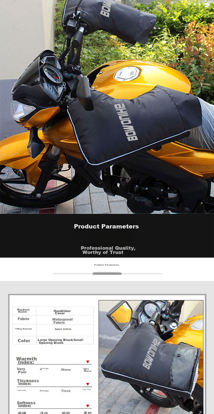 BWNK Electric Motorcycle Gloves, Winter Warmth, Scooter Handlebar Cover, Thickened Fleece Windshield, Large Opening Style for Riders 1