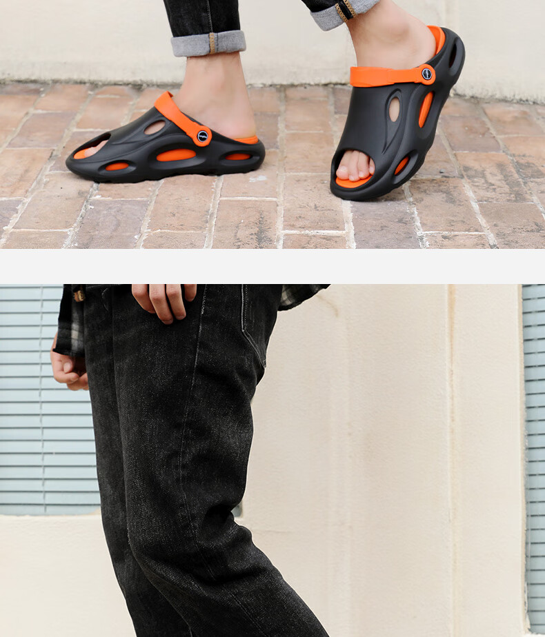 LangSha Men's Perforated Sandals, Outdoor Driving Sandals, Thick-Soled Non-Slip Slippers with Comfortable Feel for Beach Wear 14