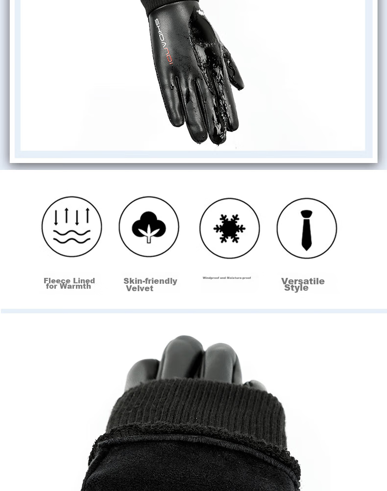 Move Iron Winter Gloves, Warm And Windproof Leather Gloves for Men And Women, Outdoor Cycling Sports Waterproof Ski Gloves with Touchscreen Functio 5