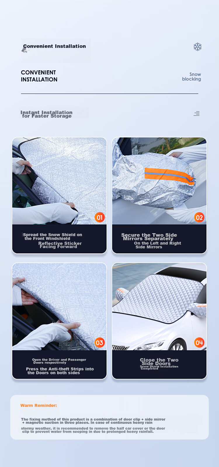 BIAZE Car Sunshade, Front Windshield Cover, Interior Heat Insulation Sunshade, Front Snow Cover, Car Window Light-Blocking Canopy 15