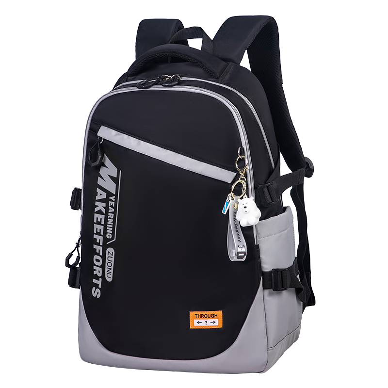 ZUONU Middle School Student Backpack Large Capacity Multi-Compartment Backpack for Boys And Girls High School Students Simple Double Shoulder Bag Black