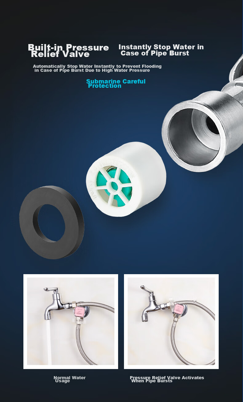 Submarine FBAM-50 Inlet Extension Pipe, Stainless Steel Water Inlet Extension Tube, Faucet Water Supply Pipe for Both Cold And Hot Water 4