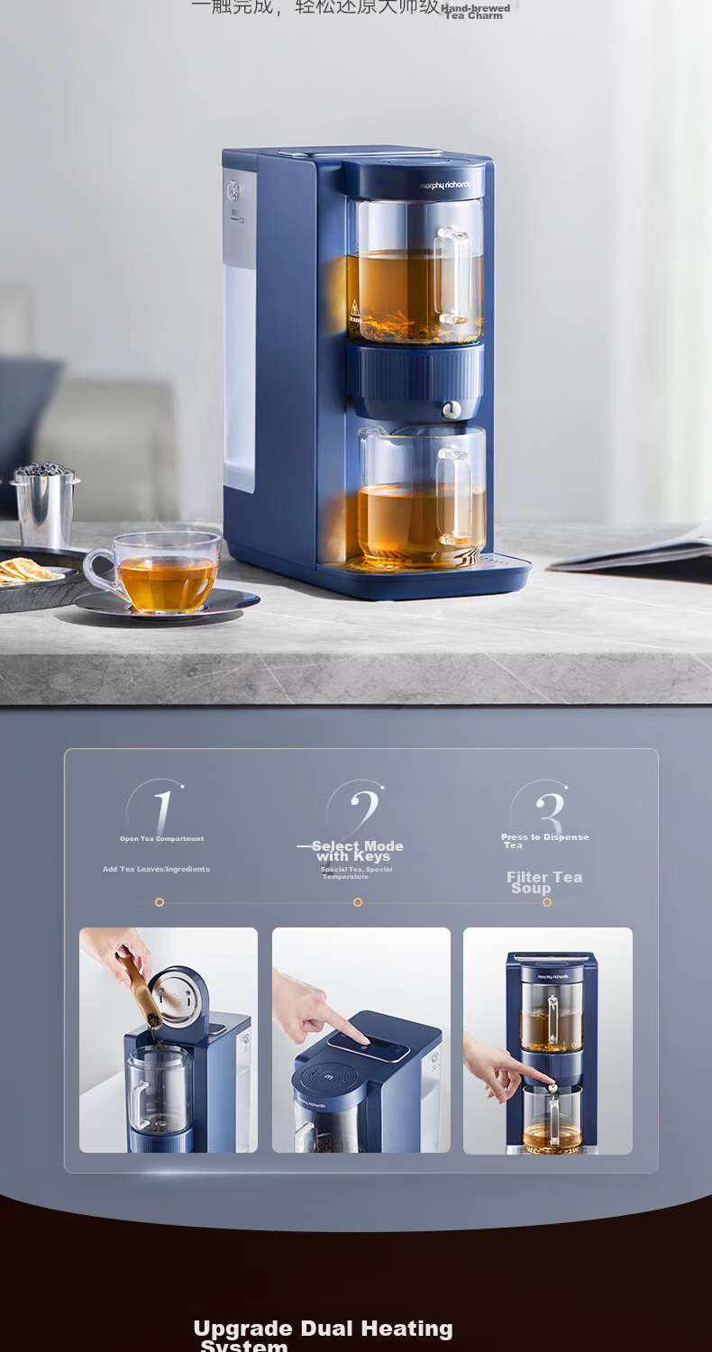 Morphyrichards Electric Kettle, Household 2L Desktop Instant Hot Water Dispenser, Health Pot, Tea Maker, Tea Brewing Machine, Tabletop Direct Drinking Water Machine, Tea Bar Machine MR6097 White 10