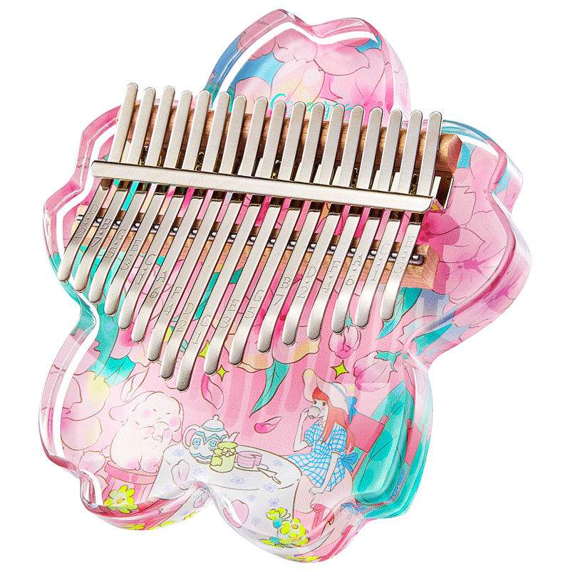 Qiangu 21-Key Kalimba, Acrylic Painted Cartoon Thumb Piano, Children's Musical Instrument, Christmas And Birthday Gift