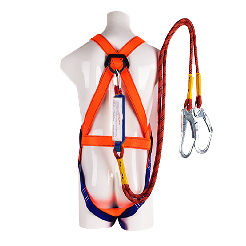 Leyoubaiyi Five-Point Safety Harness, 2-Meter Double Large Hooks + Shock Absorber Pack, Safety Rope for High-Altitude Construction Work