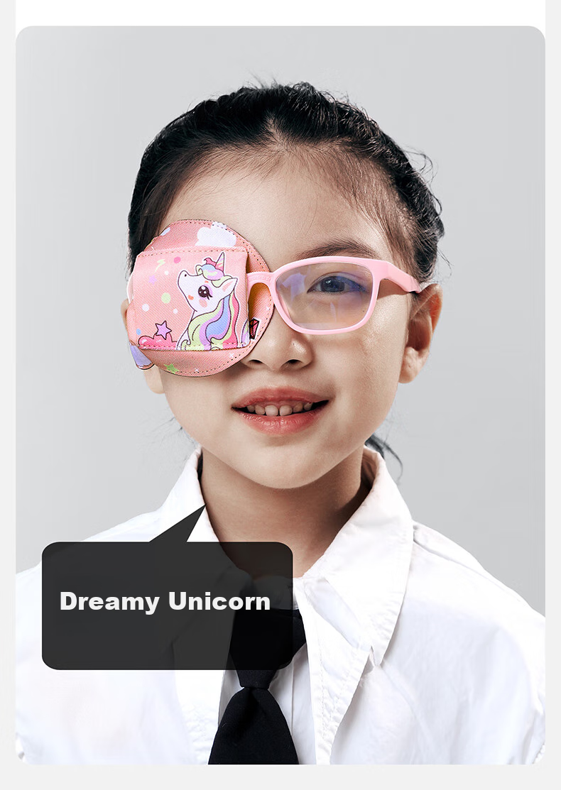 Moremerry Children's Eye Patch Monocular Vision Strabismus Corrector Trainer Amblyopia Light Blocking Eye Cover Strawberry Rabbit 26