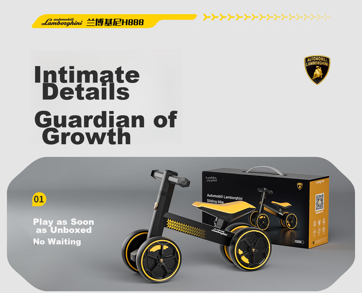 AUTOMOBILI LAMBORGHINI Children's Balance Bike for Ages 1-3, Anti-Rollover Baby Toy, National Day Birthday First Birthday Gift, Gliding Walker 27