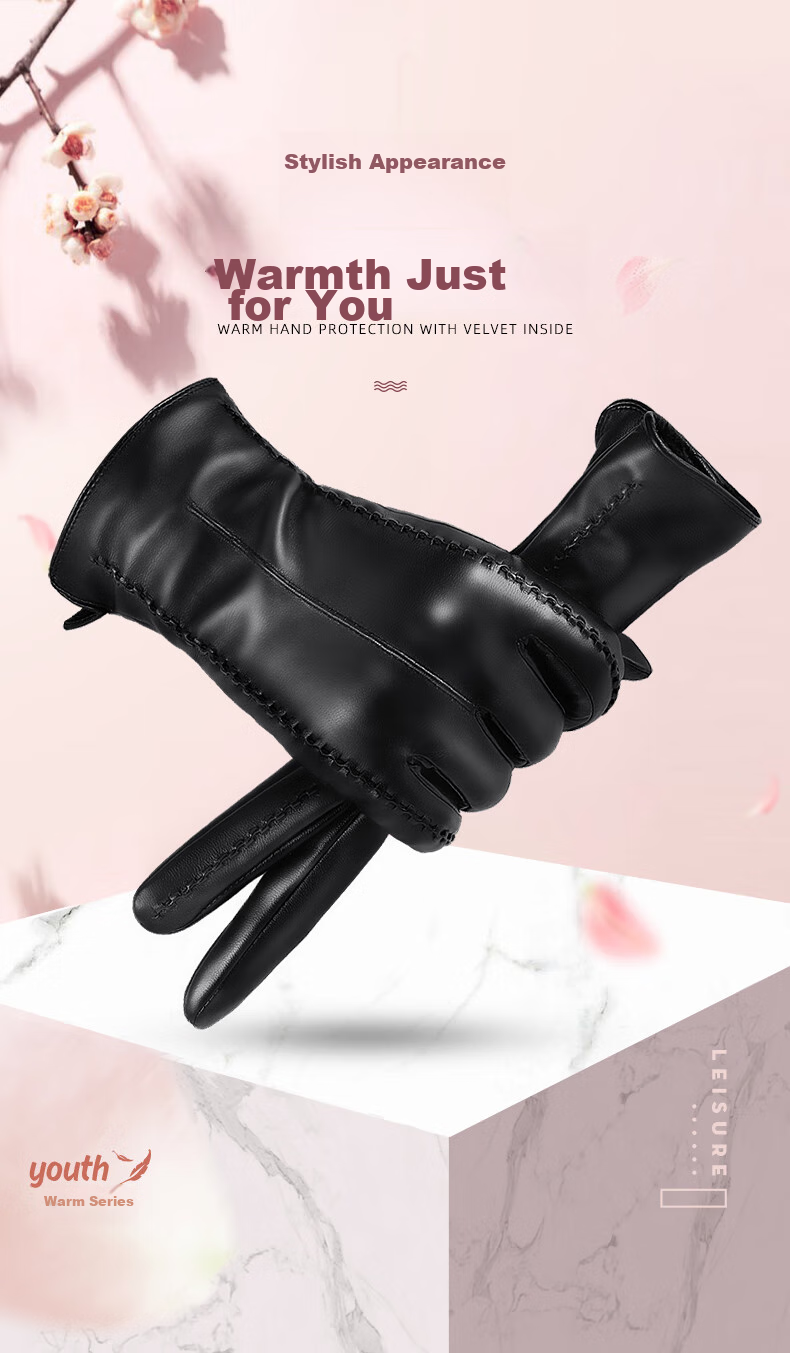 RED DRAGONFLY Women's Genuine Leather Winter Gloves Fleece Lined Warm Waterproof Windproof Motorcycle Riding Sheepskin Gloves 3