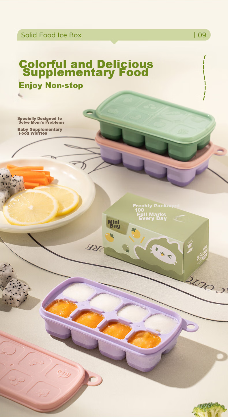 CAIZHI Baby Food Tray Set, Silicone Freezer Trays for Infant Food Storage, Green + Bags, 36 Pieces CZ6748 11