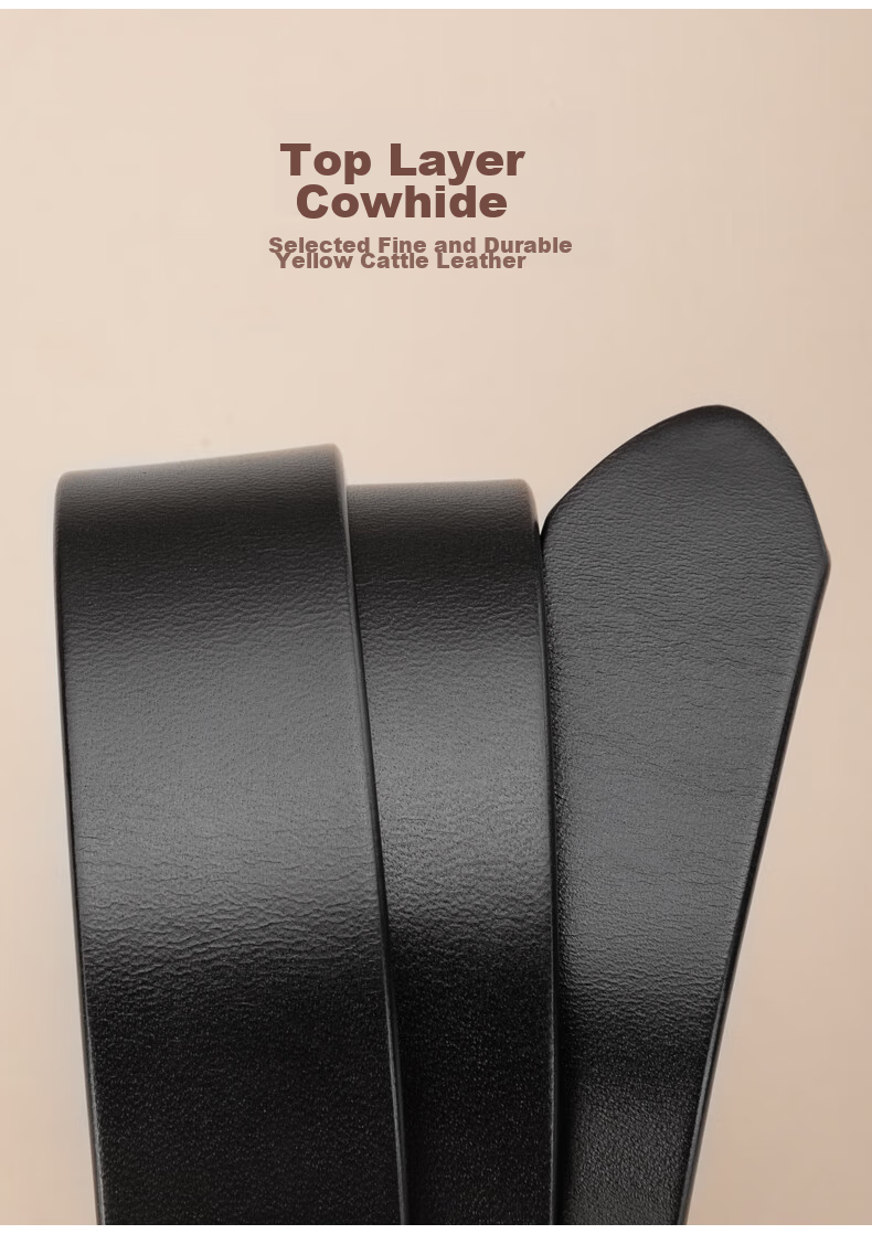 Cattlesboss Women's Belt, Top-Grain Leather, Simple And Versatile, Decorative Accessory for Jeans, 5335, Black, 105cm 11