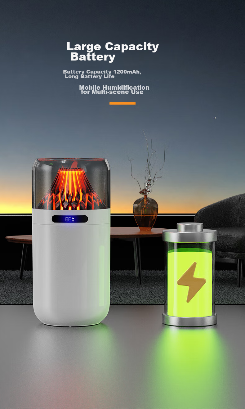 Kelleia USB Humidifier for Car, Bedroom, Quiet Operation, Baby, Office Desk, Large Capacity, Smart Digital Display, Night Light, Large Mist Spray, Power-Off Protection Humidifier, White - Rechargeable Model 12